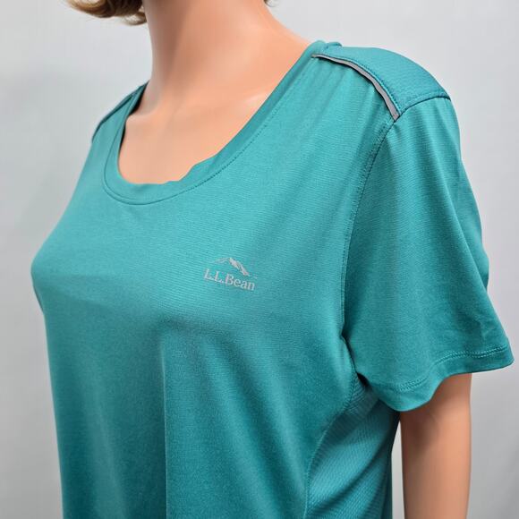 L.L. Bean Athletic Activewear Top T-shirt Size XL Teal Stretch 504123 Unisex - Picture 10 of 14